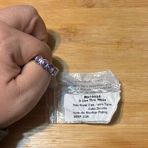 A Line That Waits: Purple Topaz and Cubic Zirconia Ring